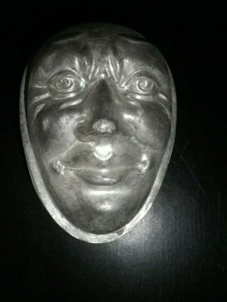 Vintage Metal Chocolate Mould/mold - 2 Half Egg Molds,  One With Male Face.