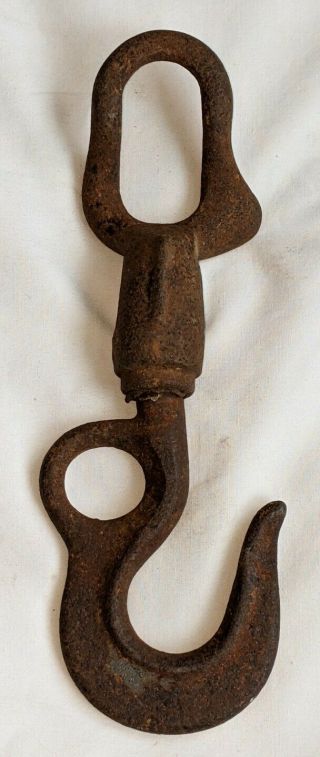 Antique Vintage Primitive Hay Trolley Rope Hitch Swivel Hook Cast Iron Steampunk