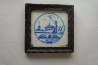 Delft Tile With Frame 18th / 19th Century (z 1) Well