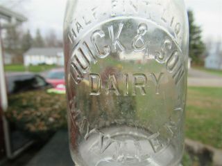 Trehp Milk Bottle Quick & Son Dairy Farm Mayville Ny Chautauqua County 1949 Rare