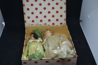 2 Vintage Nancy Ann Storybook Dolls 7.  5 " High W Box