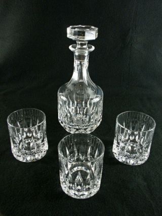 Rare Antique Baccarat Finest Flawless Crystal Whiskey Decanter & 3 Tumblers