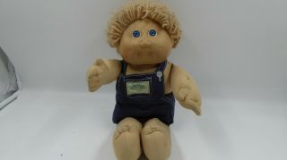 Vintage Cabbage Patch Kids Doll Boy W/ 1983 Denim Overalls Blue Eyes