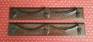 Antique French Hand Carved Oak Decorative Panels / Plaques - C1900