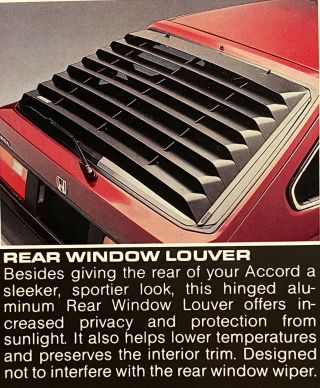 1982 - 1985 Honda Accord Hatchback Accessory Rear Window Louvers Oem Ultra Rare