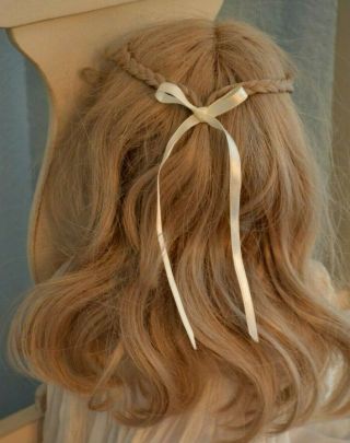 Vintage Long Blonde Doll Wig For French / German Bisque Doll Size 12 Sewn In Cap