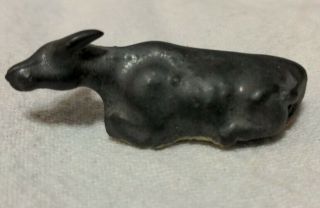 Antique Miniature Black Glass Steer Figurine