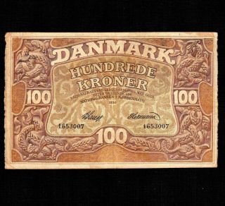 Denmark 100 Kroner 1930 P - 28a Vf Rare And Early Date