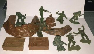 Vintage Marx Battleground Play Set 54mm Rare Us Army Soldiers & Accessories