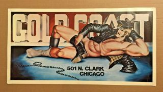 Rare Vintage 1970s Poster Gold Coast Leather Bar Chicago Etienne