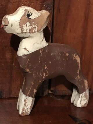 Antique Primitive Folk Art Carved Wood Jersey Farm Cow Toy? Cloth Tongue Va Aafa