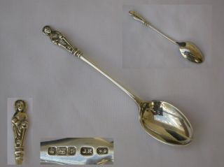 1911 English Antique Sterling Silver Apostle Spoon Sheffield.  St Peter.