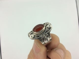 Fantastic Antique Vintage Sterling 925 Silver Chunky Carnelian Set Ring Size S