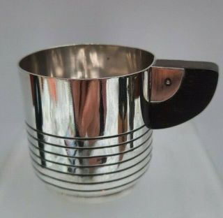 Art Deco Saglier Bros.  French White Metal & Rosewood Coffee Cup.