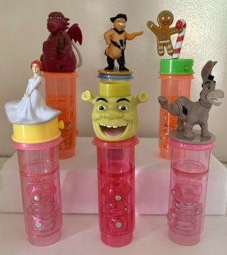 SET 6 Shrek M&M ' s Minis Pogo Candy Dispensers - Donkey Princess Fiona Toys Rare 2