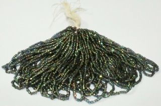 Vintage Antique Czech Glass 3 - Cut Beads Unusual Lavender Metallic Green Iris