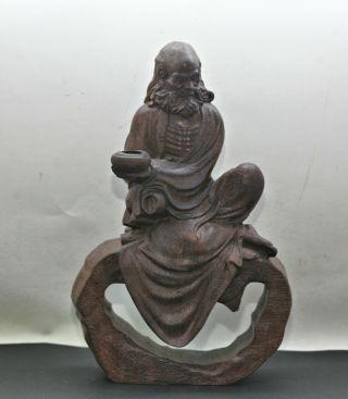 Finely Crafted Vintage Chinese Wooded Statue Of A Monk