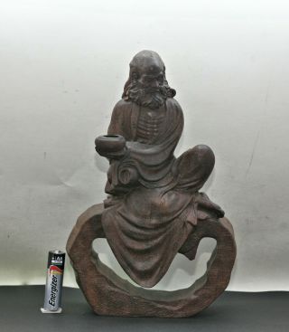 Finely Crafted Vintage Chinese Wooded Statue Of A Monk 2