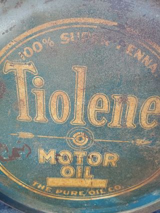 Rare PURE Tiolene 5 Gallon Rocker Motor Oil Can Antique Gas Station sign Antique 2