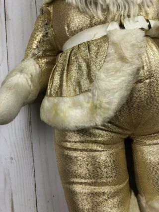 Rare Vintage 1950s Rushton Co Rubber Face Gold Santa 3
