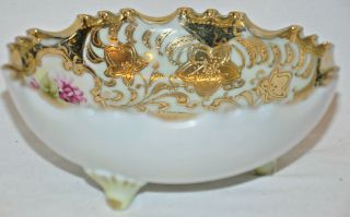 Antique Maple Leaf Nippon Hand Painted Small Nut/ Candy Dish / Bowl Gold Moriage 3