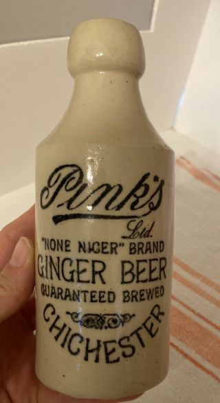 Vintage Antique Stoneware A.  Pink & Sons Ginger Beer Bottle - Chicester,  Bognor