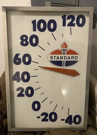 Large Vintage Standard Oil Advertising Wall Thermometer 15x22 Rare Family Piece