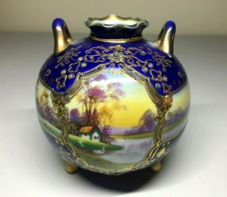 Antique Noritake Hand Painted Japanese Porcelain Small Vase - Circa 1908