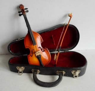 Wonderful Old Miniature Cello / Double Bass - Comes With Bow And Fitted Case