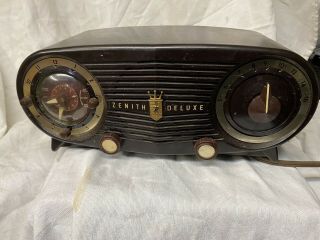 Vintage Zenith Alarm Clock Radio Tube 1954 Antique Model L515 Owl Eyes Bakelite