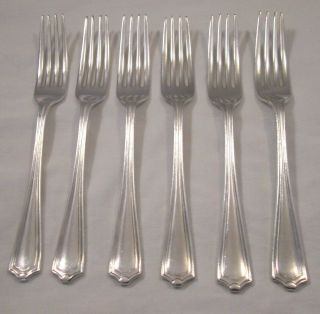 A Vintage Set Of 6 Art Deco Silver Plated Dinner Forks - Gladwin Embassy Plate