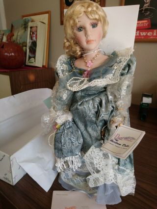 Vintage Duck House Heirloom Porcelain Doll,  Victorian Blonde Hair,  Blue Eyes.