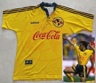 Rare 1998 Club America Hand Signed Autographed Cuauhtemoc Blanco Proof Mexico