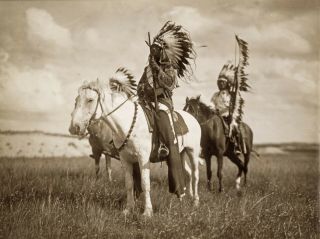 Photo,  Sioux Indians,  Chiefs,  Native American,  Horses,  Antique,  20 " X16 " Canvas