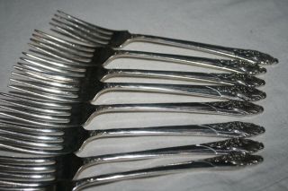 Oneida Community Silver Plated Flatware " Evening Star " (8) Dinner Forks 2