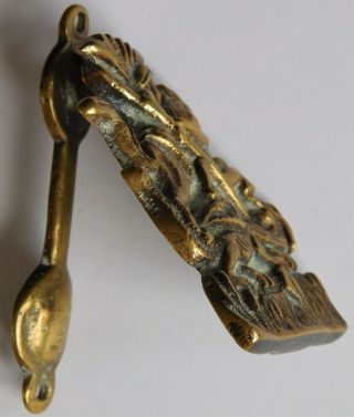Antique or vintage brass door knocker St George and the Dragon small 2.  5 