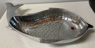 Rare Arthur Court Fish Platter Aluminum Red Eye