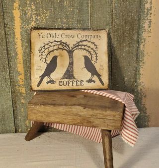 VINTAGE PRIMITIVE COLONIAL STYLE OLDE CROW COMPANY COFFEE 8X10 CANVAS SIGN 2