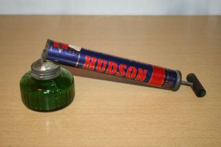 Vintage Hudson Bug Sprayer With Green Glass Bottle