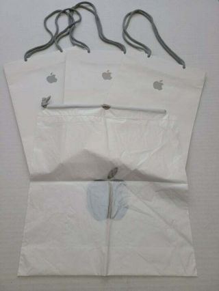 Apple Store Set Of 3 White Shopping Bags,  1 Plastic Tote Backpack Rare