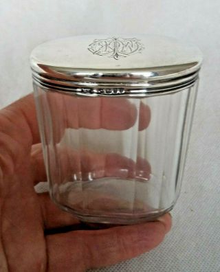 Victorian London 1886 Solid Silver Mounted Dressing Table Jar