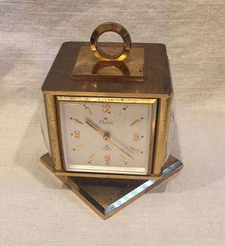 Rare Vintage Relide 8 Day Desk Clock / Weather Station 15 Jewels,  Swiss,  Brass