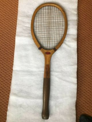 Antique Draper & Maynard Rare “pocahontas " Wood Tennis Racket Bulbous Handle