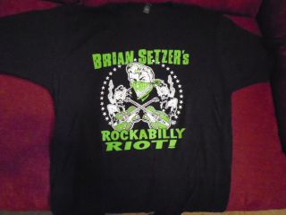 Rare Brian Setzer Rockabilly Riot Tour Shirt Large Stray Cats George Thorogood