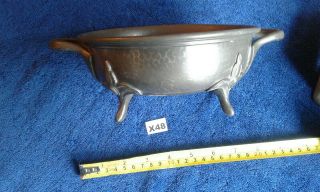 Arts And Crafts Argent Pewter Bowl On Four Feet With Two Handles