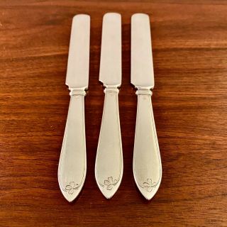(3) Rare Arthur Stone Arts & Crafts All Sterling Hand Chased Clover Knives 216g