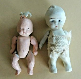 2 Vintage Miniature Bisque Doll Jointed 3 