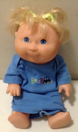 Vintage Cabbage Patch Kids Blondie Baby Doll Girl Blonde Pigtail Hair Blue Eyes