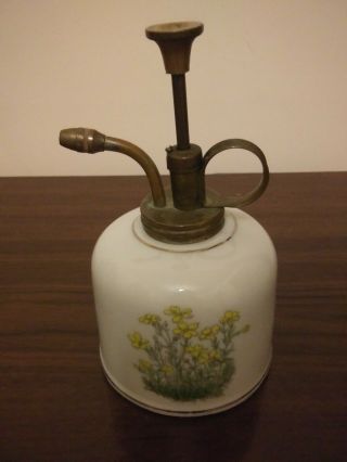 Vintage Takahashi Porcelain Plant Mister Floral Designs Japan Hand Pump