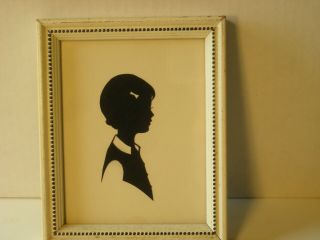 Vintage Framed Hand Cut Paper Portrait Young Girl Silhouette Scherenshnitte